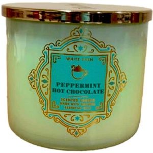 1 Peppermint Hot Chocolate B&BW White Barn 3 Wick Candle 14.5 OZ Large